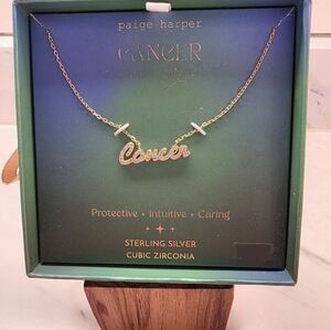Cancer Zodiac Necklace in Sterling Silver with Gold Finish